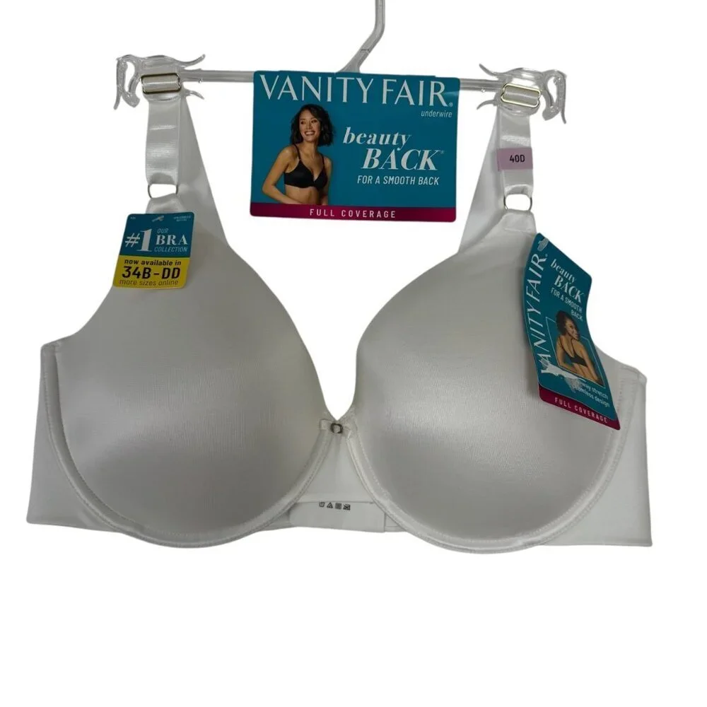 Vanity Fair NEW 40D White Beauty Back Bra Undewire Full Coverage Light Padding